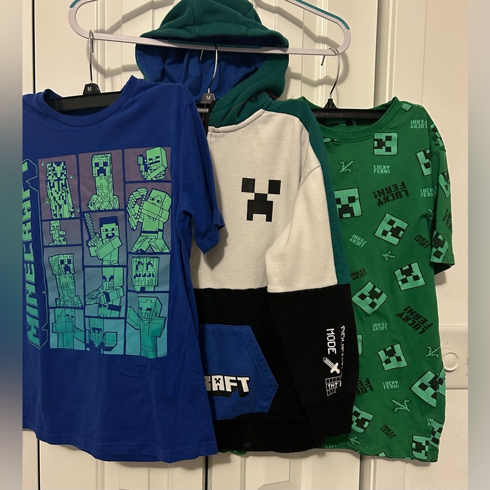 Minecraft boy’s Hoodie and T-Shirts Set 3 pieces size 9-10 years summer clothes🤩